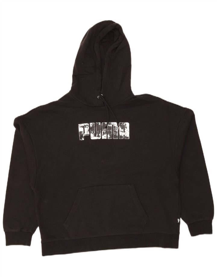 PUMA Womens Graphic Hoodie Jumper UK 16 Large Black Cotton