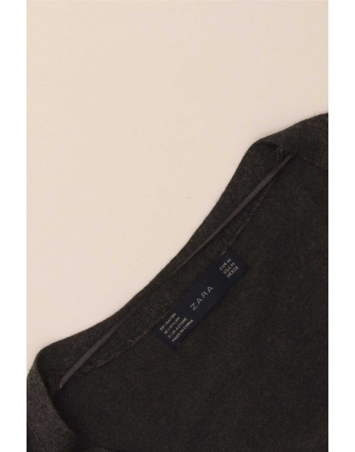 Zara Womens Cardigan Sweater UK 12 Medium Grey Rayon