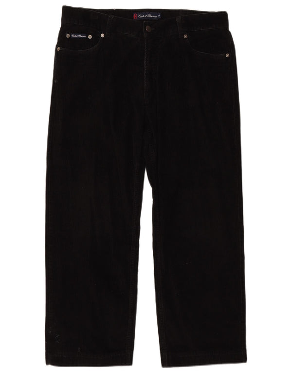 CONTE OF FLORENCE Mens Corduroy Cropped Trousers IT 50 Large W34 L25 Black