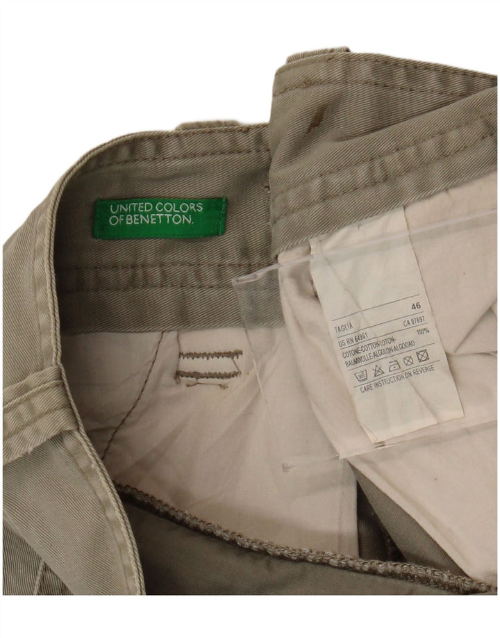 BENETTON Mens Cargo Shorts IT 46 Small W32  Beige Cotton