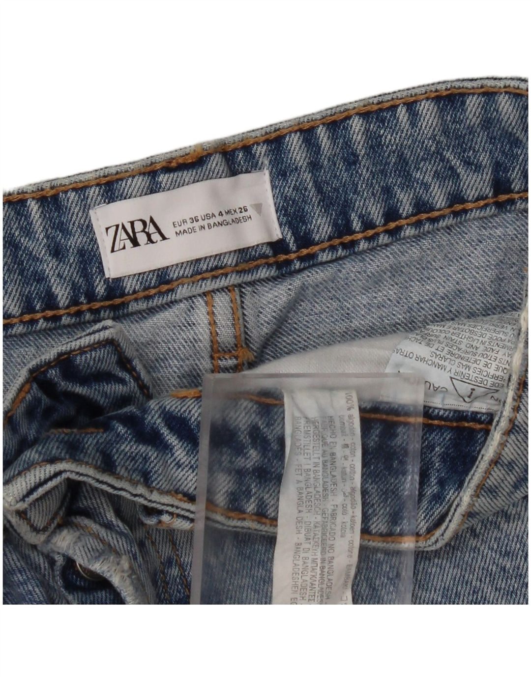 ZARA Womens Distressed Denim Shorts EU 36 XS W26  Blue Cotton