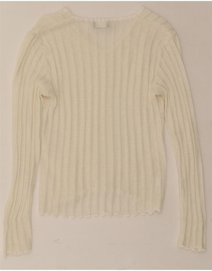 ORSAY Womens V-Neck Jumper Sweater UK 12 Medium Off White Vintage Orsay and Second-Hand Orsay from Messina Hembry 