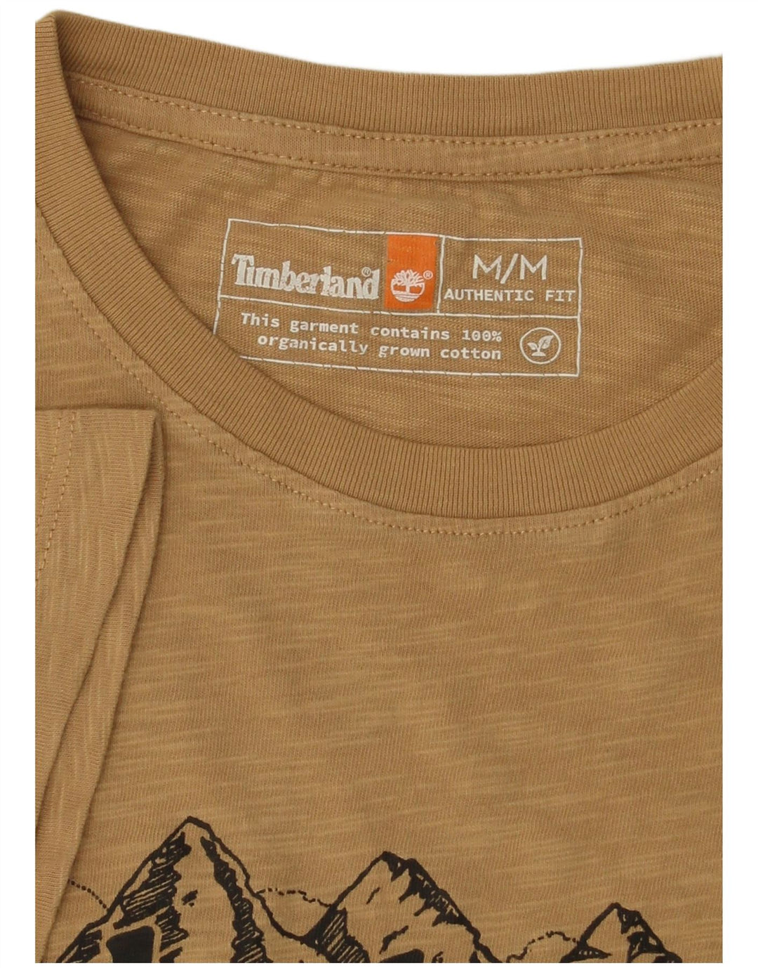 TIMBERLAND Mens Authentic Graphic T-Shirt Top Medium Beige Flecked Cotton