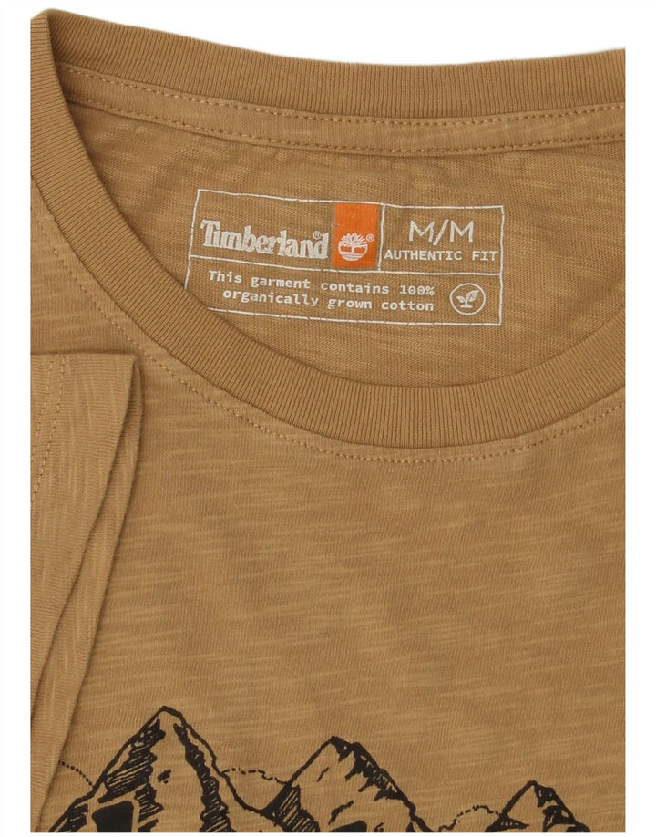 TIMBERLAND Mens Authentic Graphic T-Shirt Top Medium Beige Flecked Cotton