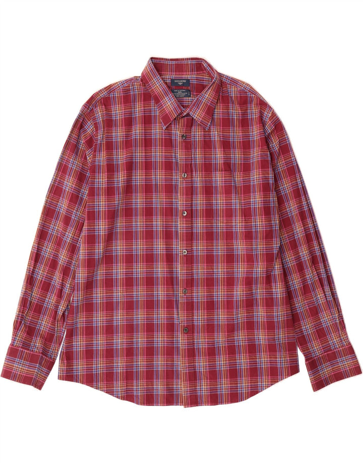 DOCKERS Mens Shirt 2XL Burgundy Check Cotton Vintage Dockers and Second-Hand Dockers from Messina Hembry 