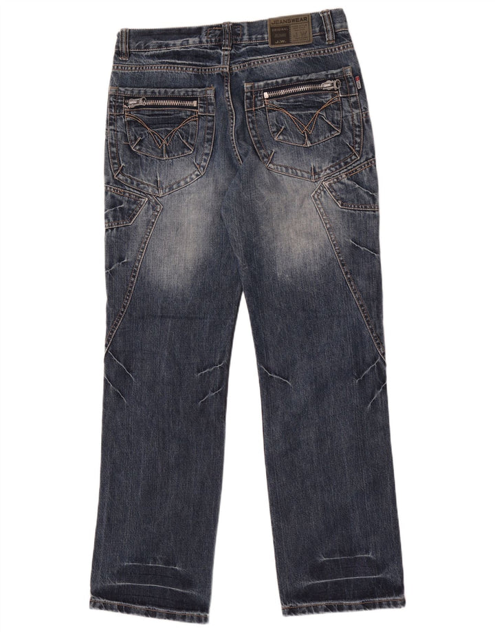 Vintage Mens Straight Jeans W32 L32 Blue Patchwork Cotton