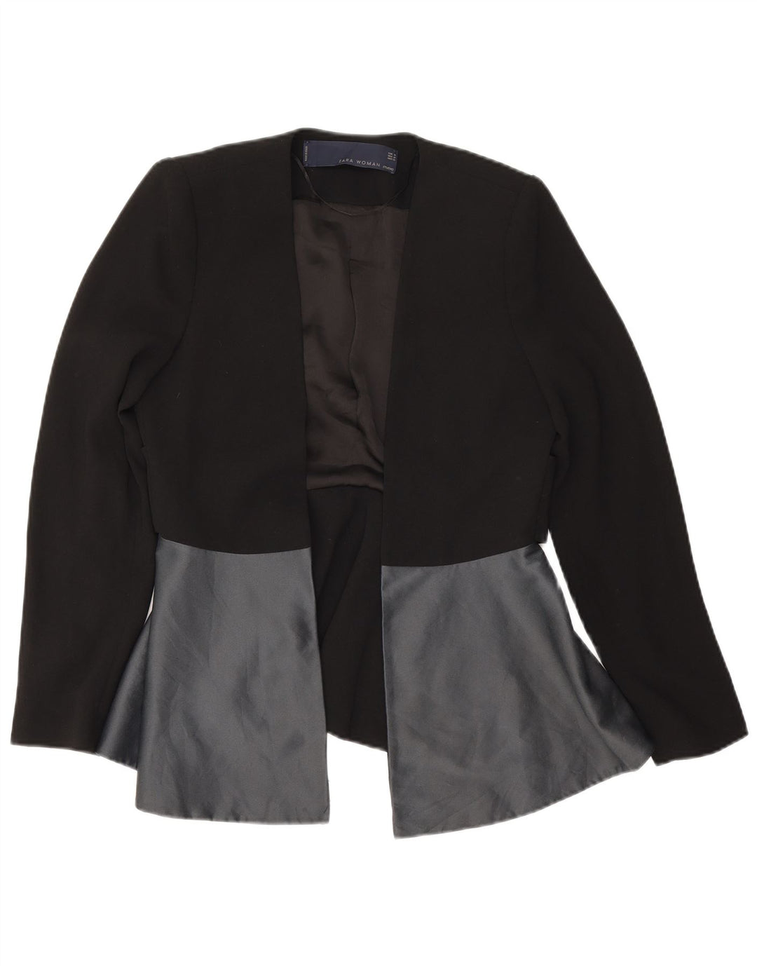 Zara Womens Open Blazer Jacket UK 14 Medium Black Colourblock Polyester