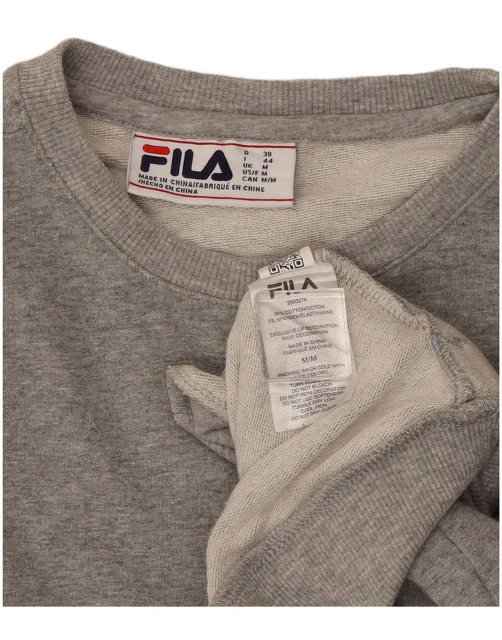 Fila Womens Crop Sweatshirt Jumper UK 14 Medium Grey Cotton
