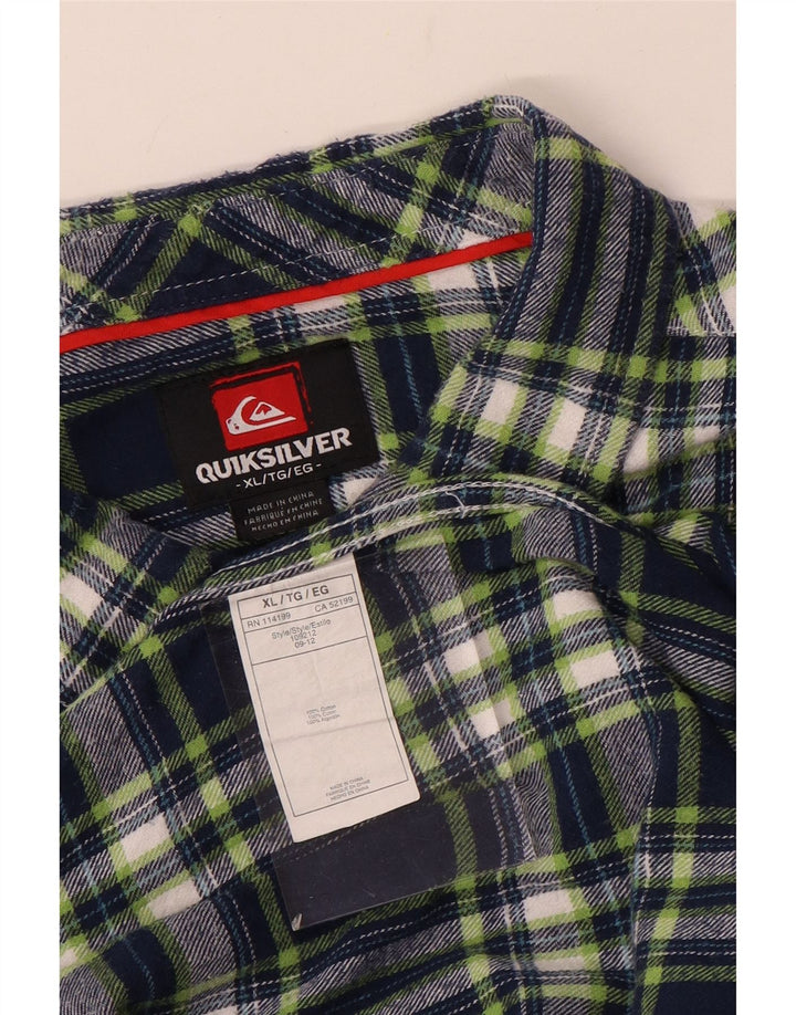 QUIKSILVER Mens Flannel Shirt XL Navy Blue Check Cotton