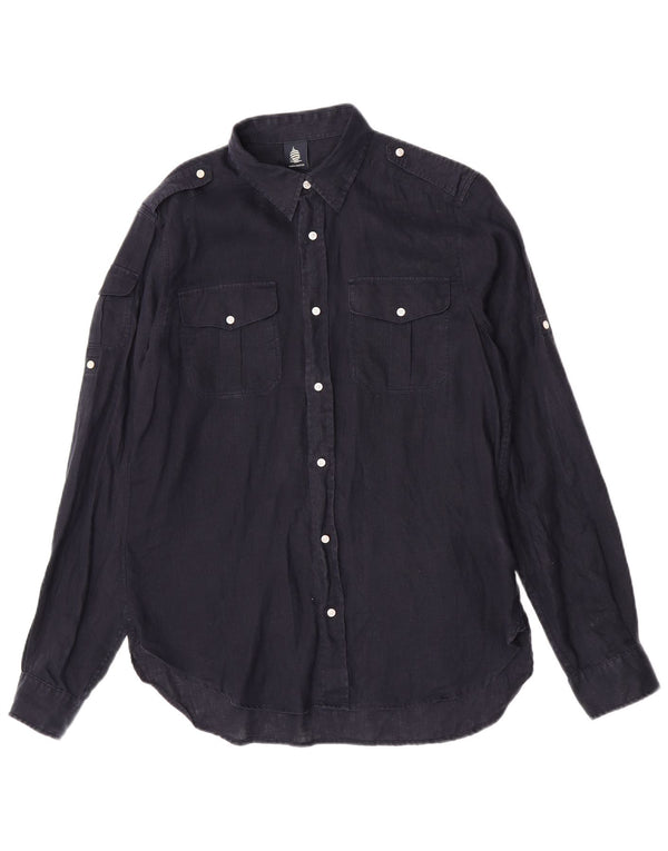Marina Yachting Mens Military Regular Fit Shirt Size 41 Medium Navy Blue