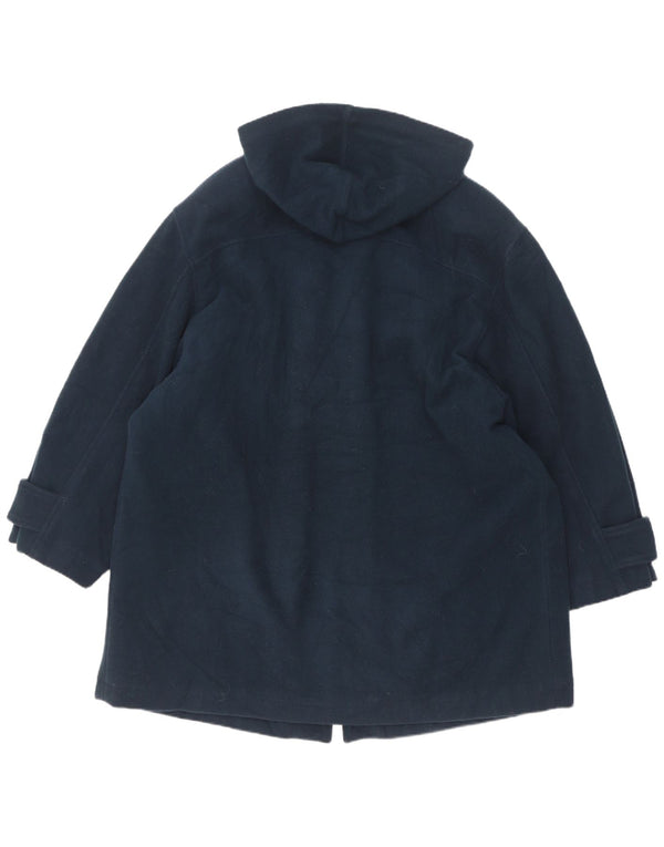 Vintage Mens Hooded Duffle Coat UK 42 XL Navy Blue Wool
