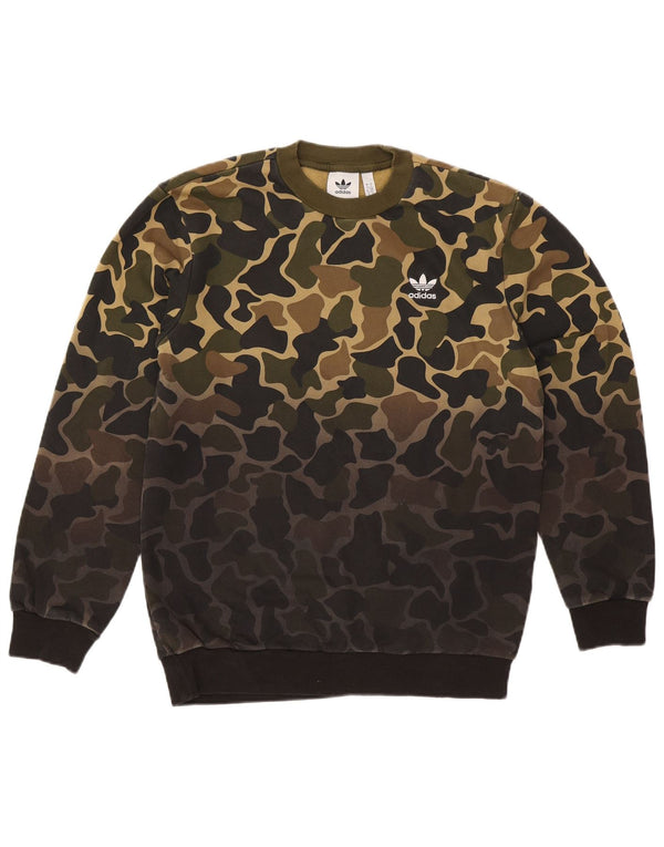 Adidas Mens Sweatshirt Jumper Small Khaki Camouflage Cotton