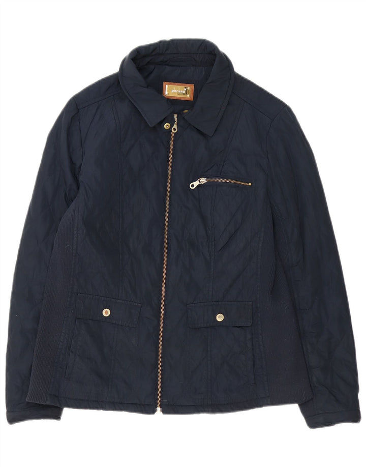 Marks & Spencer Womens Per Una Quilted Jacket UK 14 Large Navy Blue