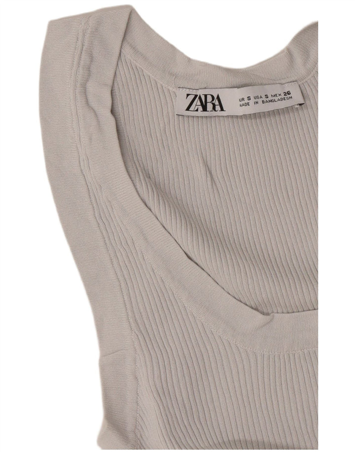 Zara Womens Vest Top UK 8 Small Grey
