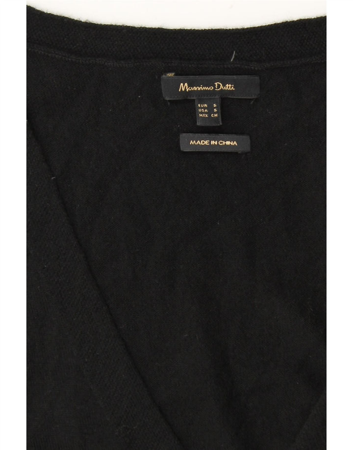 Massimo Dutti Mens V-Neck Jumper Sweater Small Black