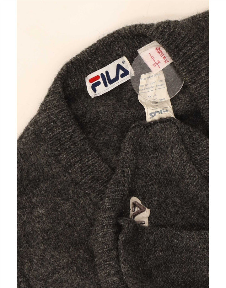 Fila Mens Sleeveless Cardigan Sweater Medium Grey Wool