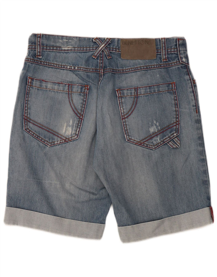 Benetton Womens Distressed Loose Fit Denim Shorts W30 Medium Blue