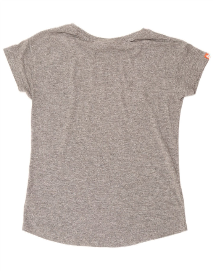Superdry Womens Graphic T-Shirt Top UK 14 Large Grey Cotton