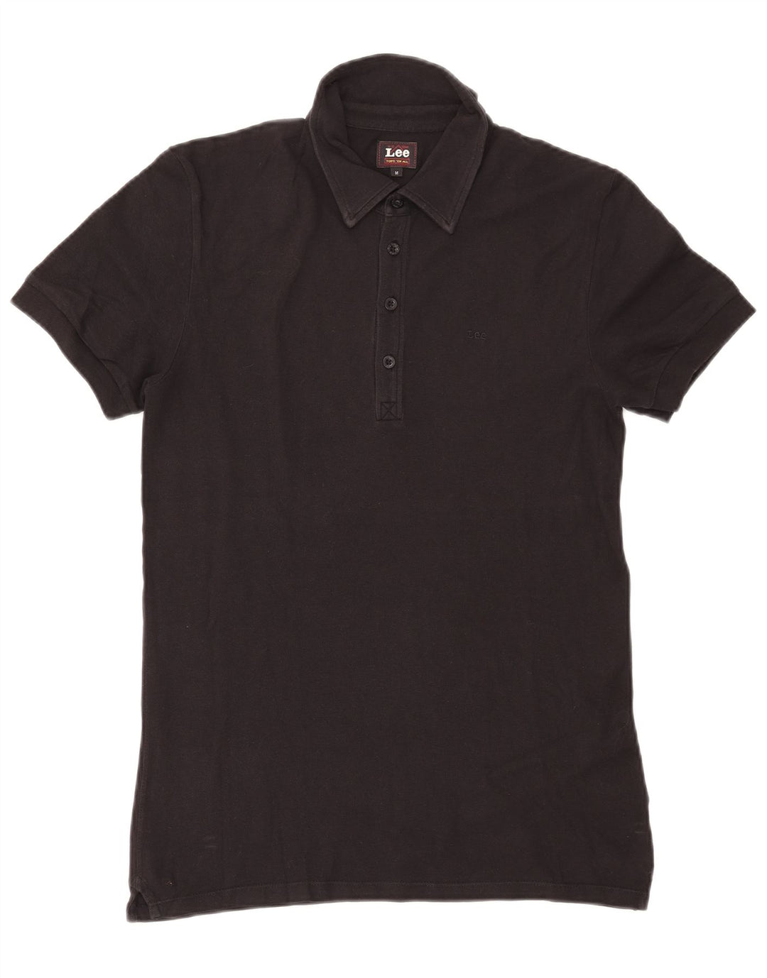 LEE Mens Polo Shirt Medium Black Cotton