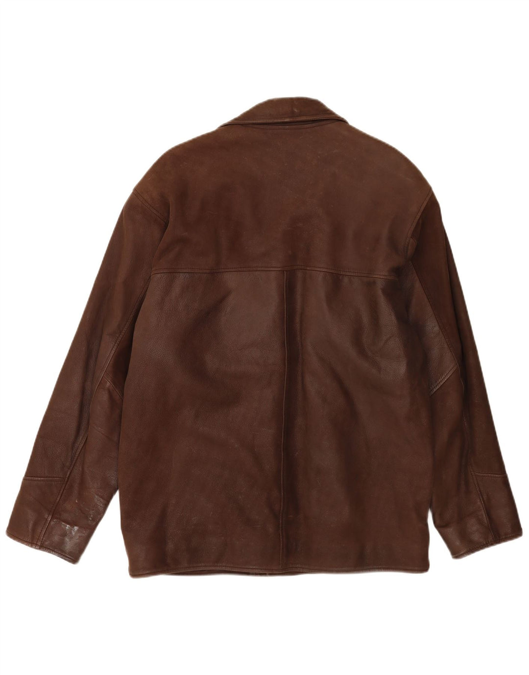 Vintage Mens Loose Fit 3 Button Leather Blazer Jacket UK 38 Medium Brown