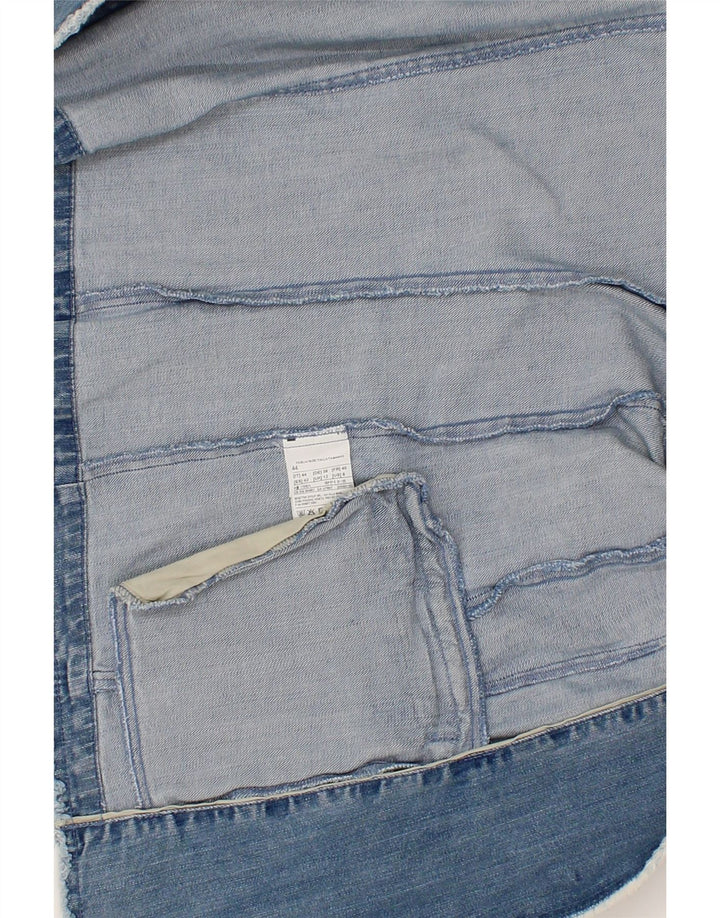 BENETTON Womens 1 Button Denim Blazer Jacket UK 12 Medium  Blue Cotton Vintage Benetton and Second-Hand Benetton from Messina Hembry 
