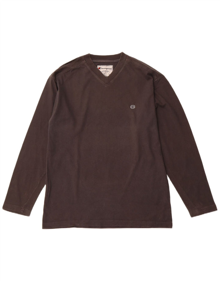 Champion Mens Top Long Sleeve XL Grey Cotton