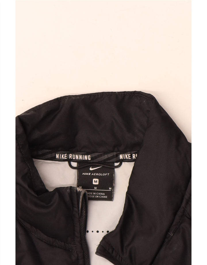 NIKE Womens Racer Jacket UK 12 Medium Black Polyester