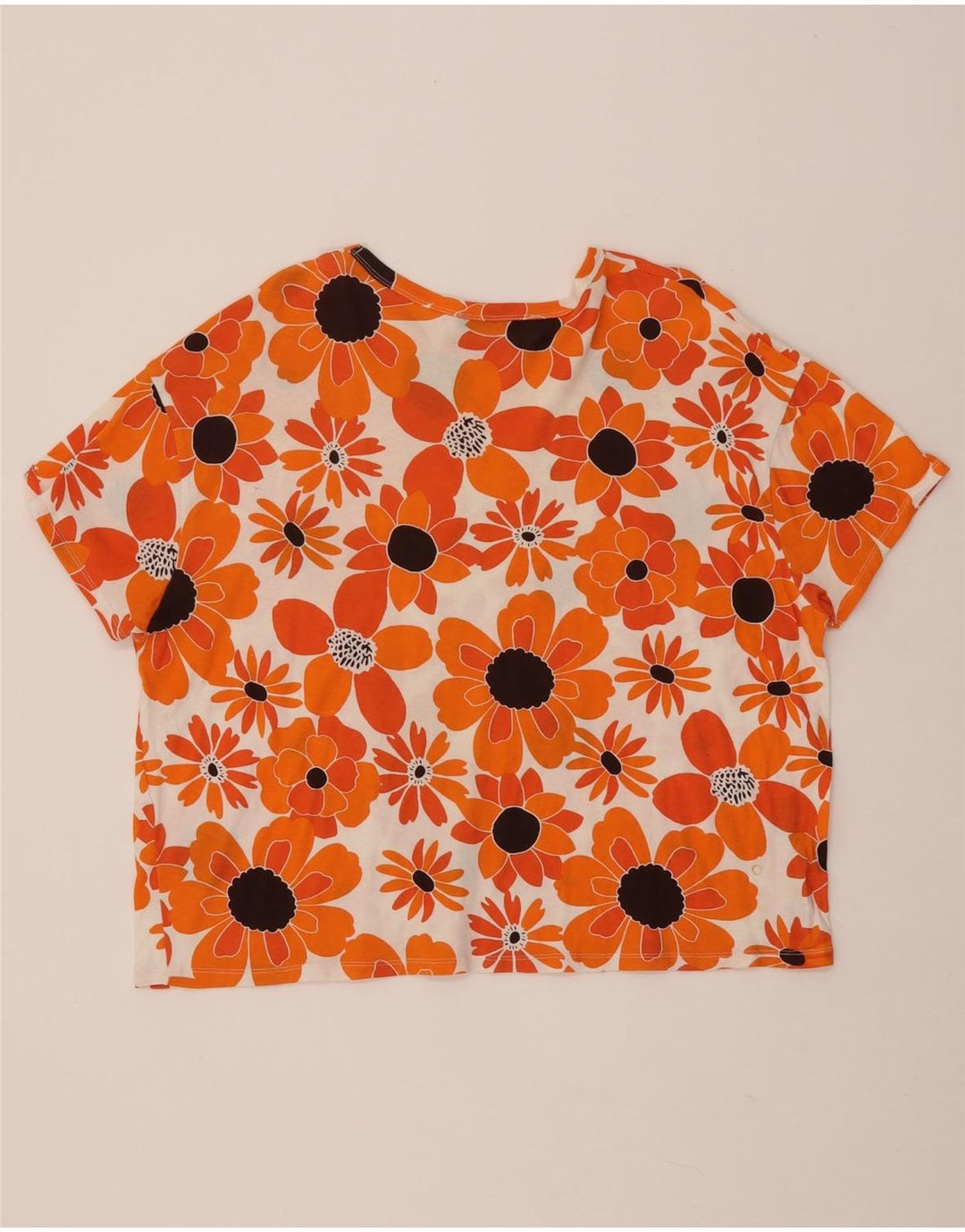 ZARA Womens T-Shirt Top UK 16 Large Orange Floral