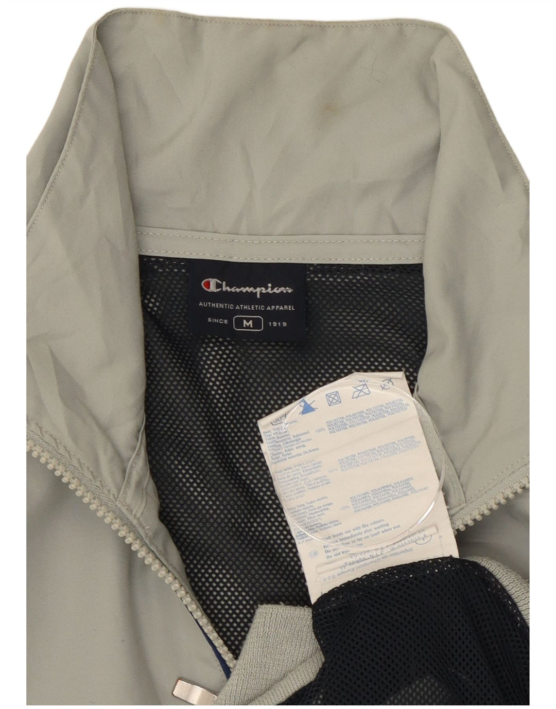 CHAMPION Mens Tracksuit Top Jacket Medium Grey Colourblock Polyester