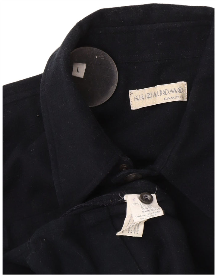 Krizia Mens Utility Jacket UK 40 Large Navy Blue Cotton