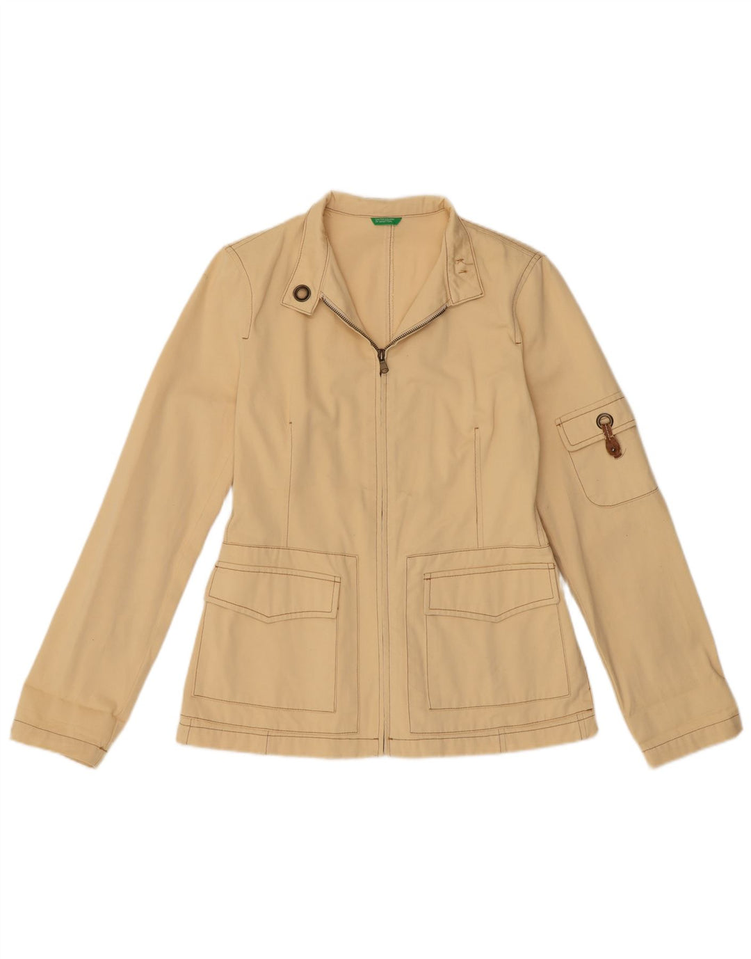 BENETTON Womens Utility Jacket IT 42 Medium Beige Cotton