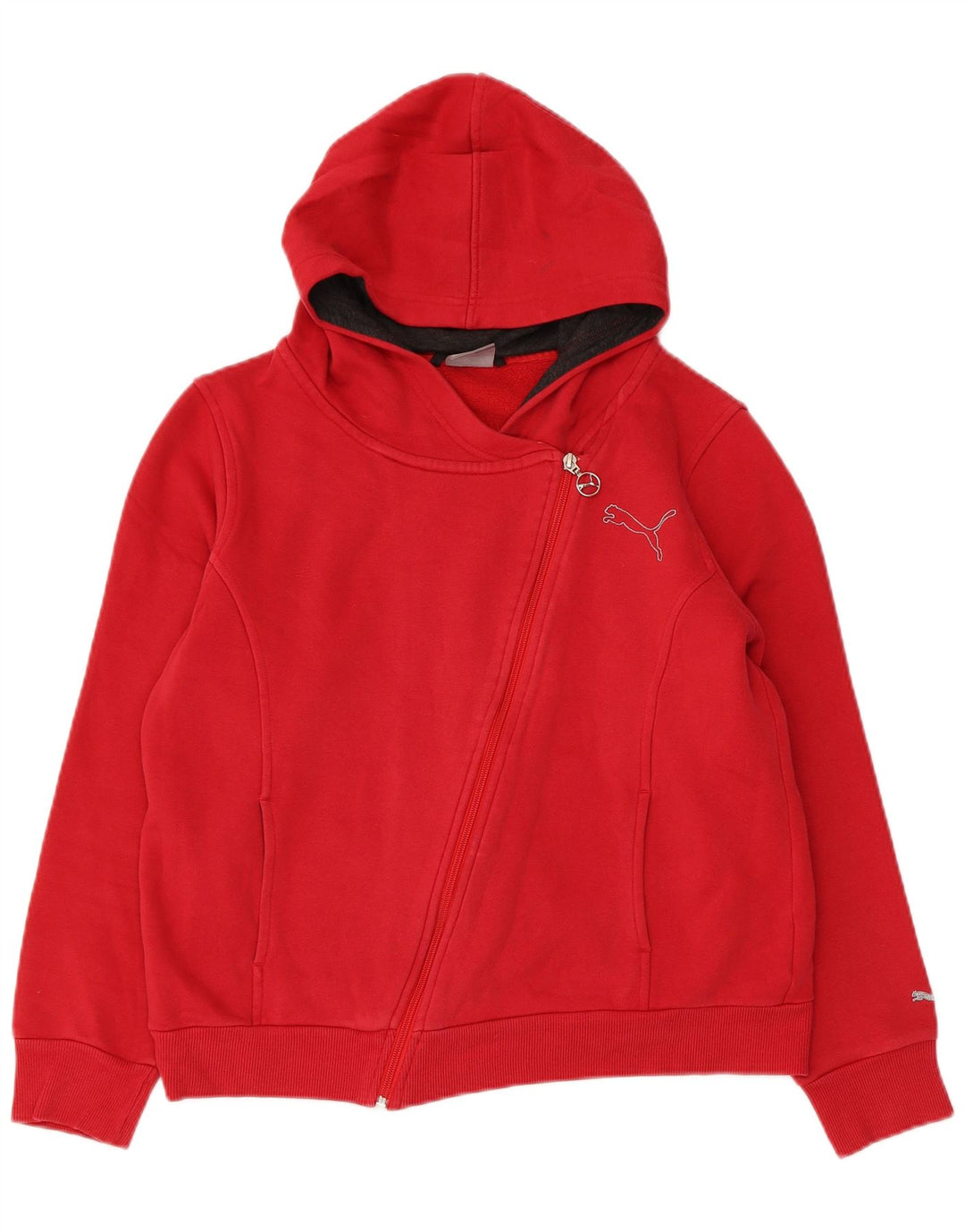 PUMA Womens Zip Hoodie Sweater UK 16 Large Red Cotton