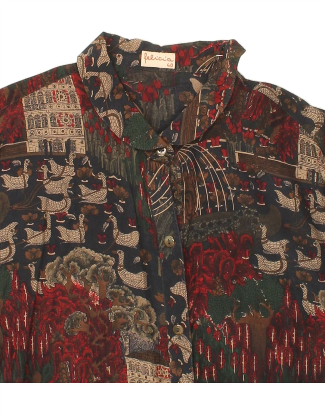 FELICIA Womens Abstract Pattern Shirt Blouse EU 40 Medium Multicoloured Vintage Felicia and Second-Hand Felicia from Messina Hembry 