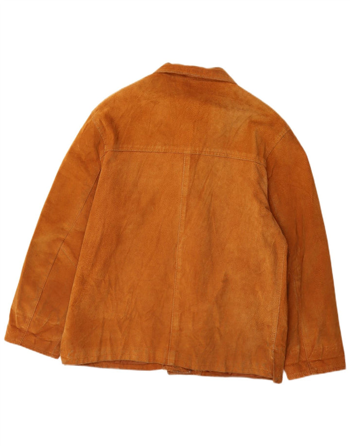 VINTAGE Womens Suede Jacket UK 14 Medium Brown Leather