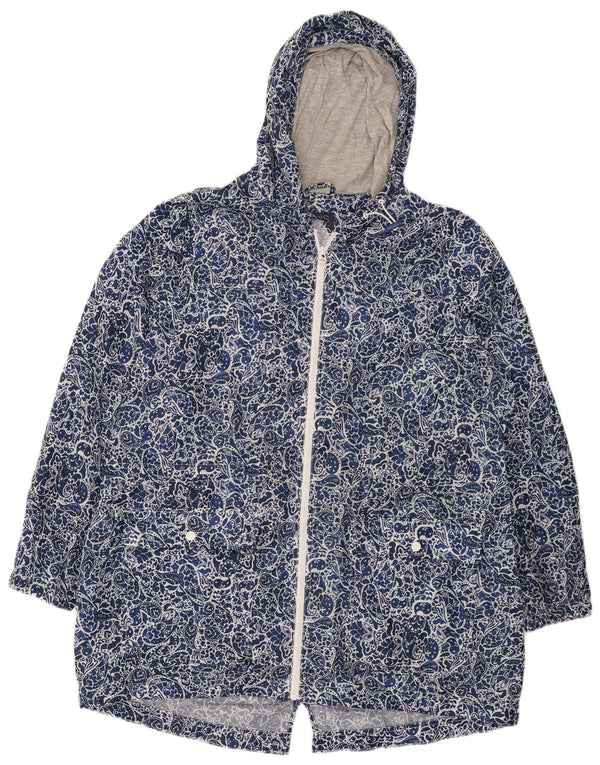 Marks & Spencer Womens Hooded Windbreaker Jacket UK 16 Large Blue Paisley