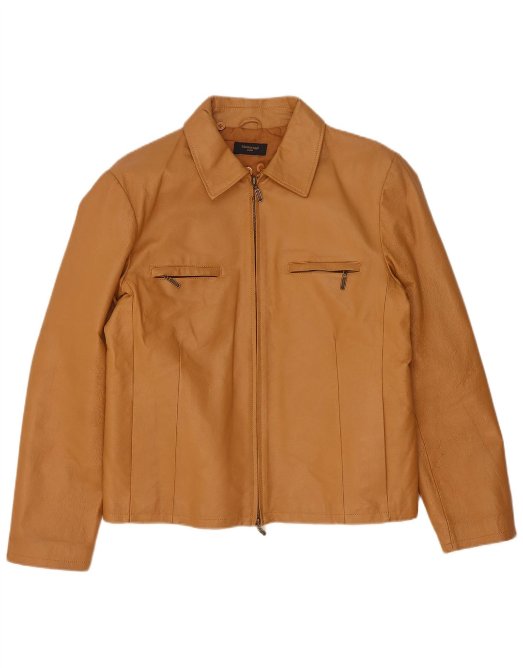 Montereggi Womens Leather Jacket UK 14 Large Beige Leather