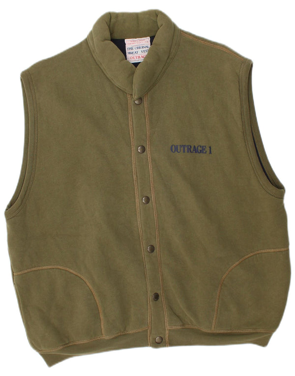 Outrage Mens Graphic Gilet UK 40 Large Khaki