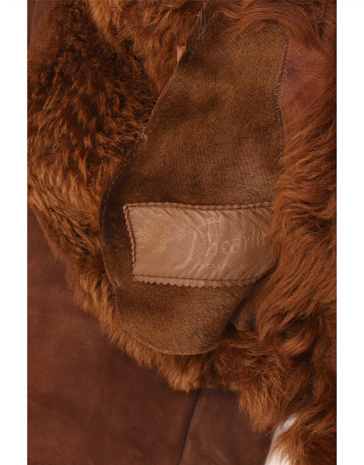 Vintage Womens Shearling Coat UK 14 Medium Brown