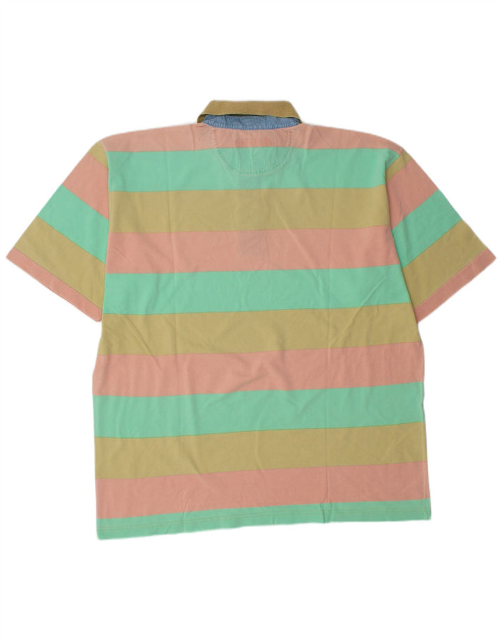 PETER HADLEY Mens Polo Shirt XL Multicoloured Striped Cotton