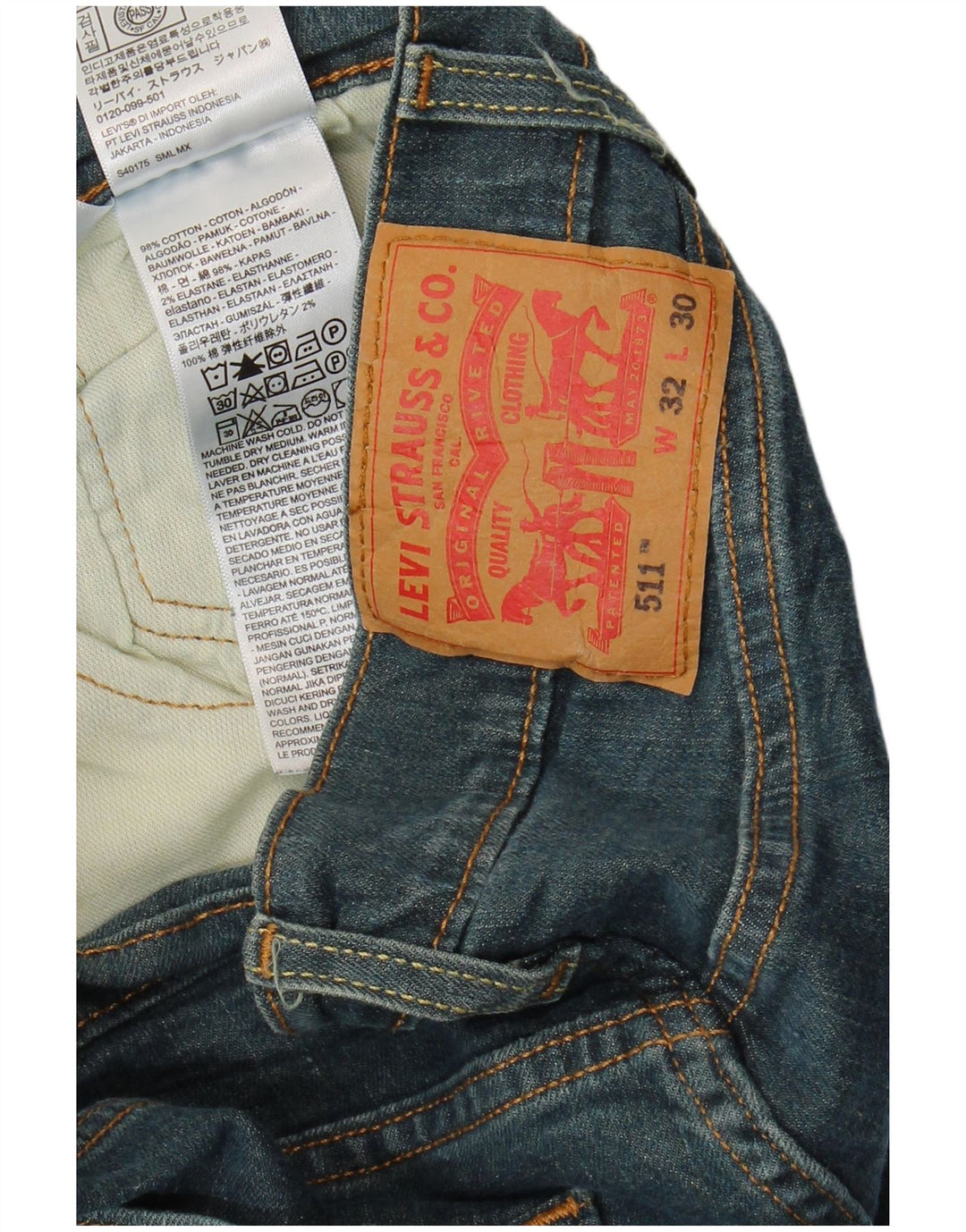 Levi's Mens 511 Slim Jeans W32 L30 Navy Blue Cotton