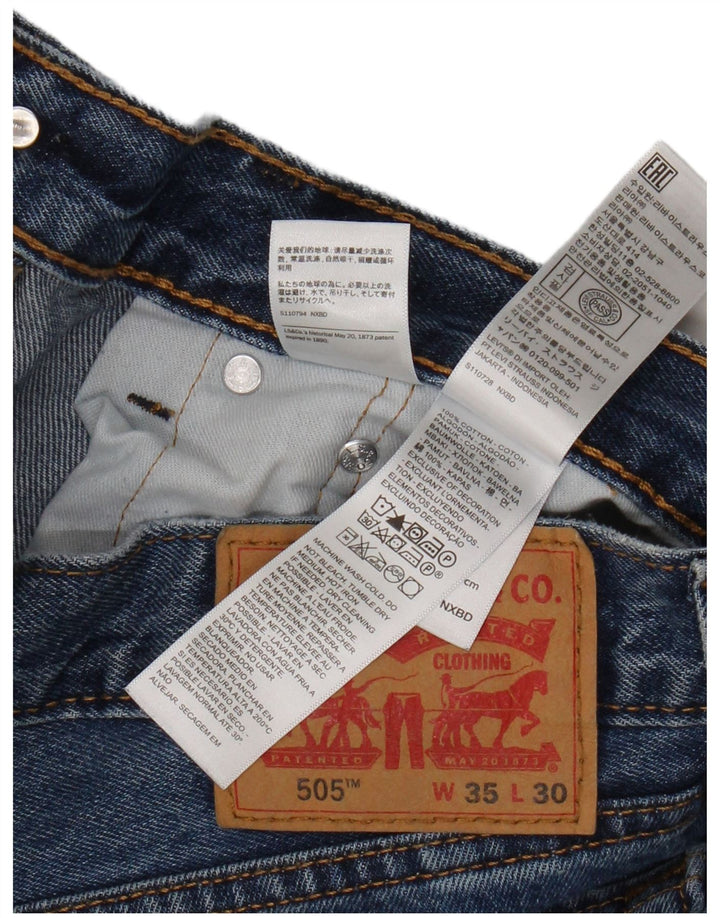 Levi's Mens 505 Straight Jeans W35 L30 Blue Cotton