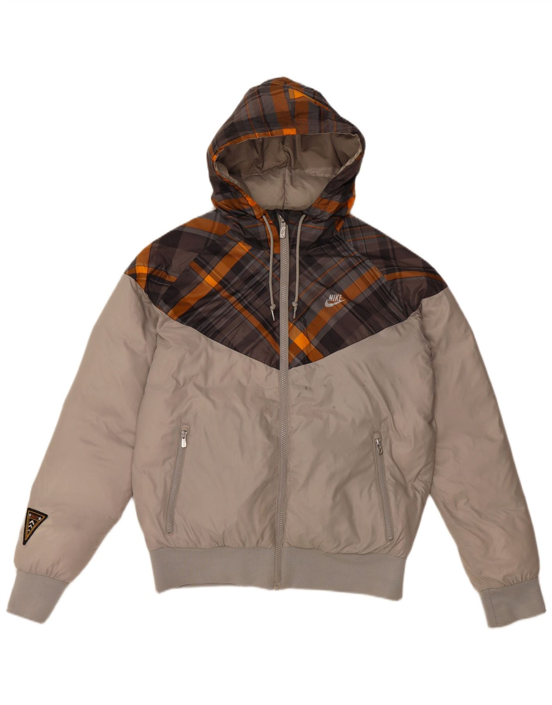 Nike Mens Hooded Padded Jacket UK 36 Small Grey Colourblock Polyester