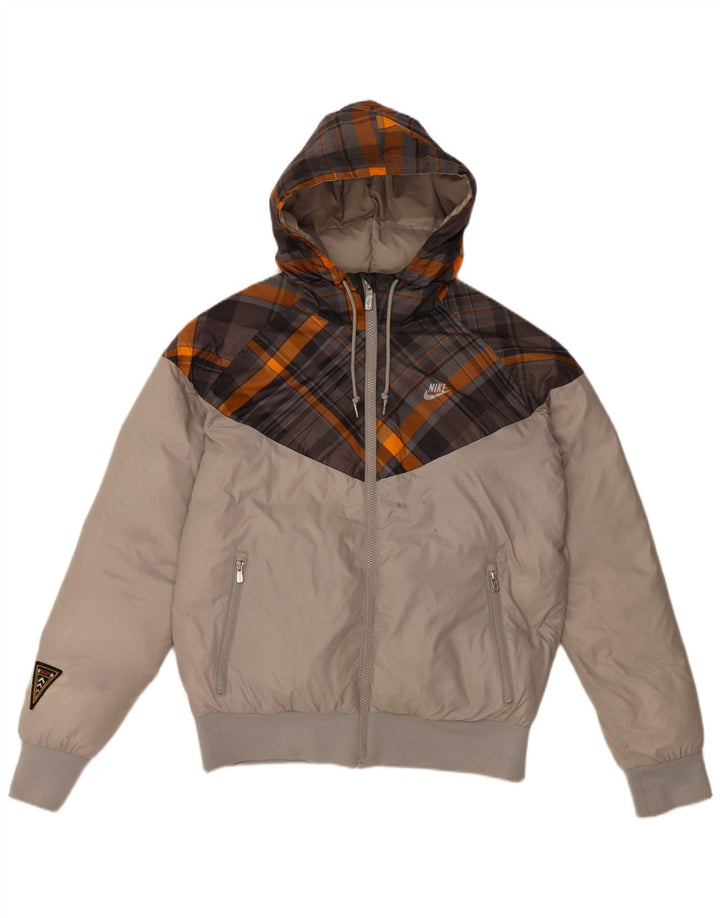 Nike Mens Hooded Padded Jacket UK 36 Small Grey Colourblock Polyester