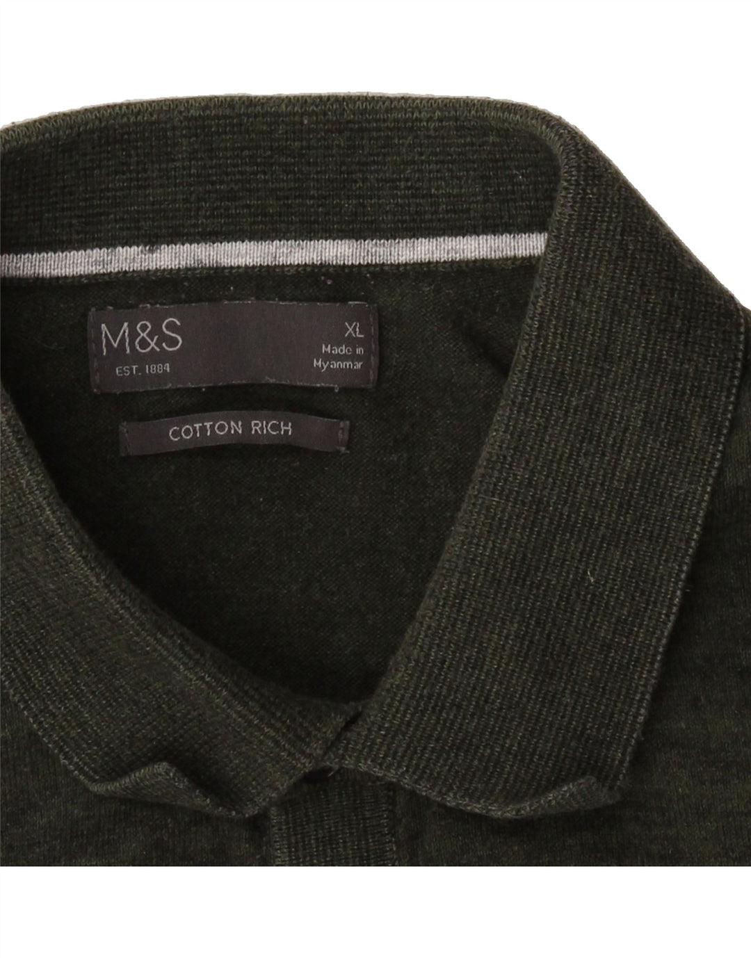 MARKS & SPENCER Mens Polo Shirt XL Khaki Cotton Vintage Marks & Spencer and Second-Hand Marks & Spencer from Messina Hembry 