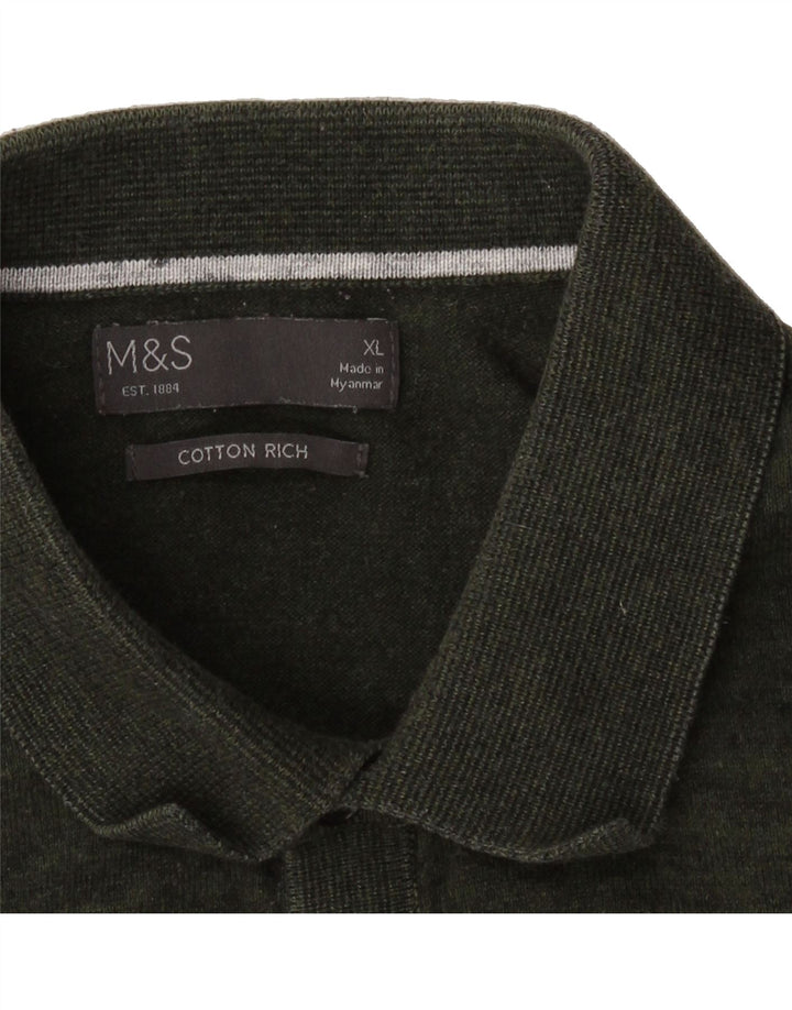 MARKS & SPENCER Mens Polo Shirt XL Khaki Cotton Vintage Marks & Spencer and Second-Hand Marks & Spencer from Messina Hembry 