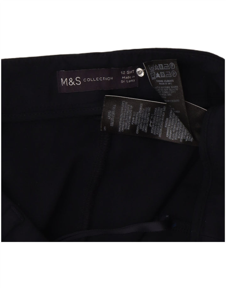 Marks & Spencer Womens Cropped Trousers UK 12 Medium W30 L25 Navy Blue