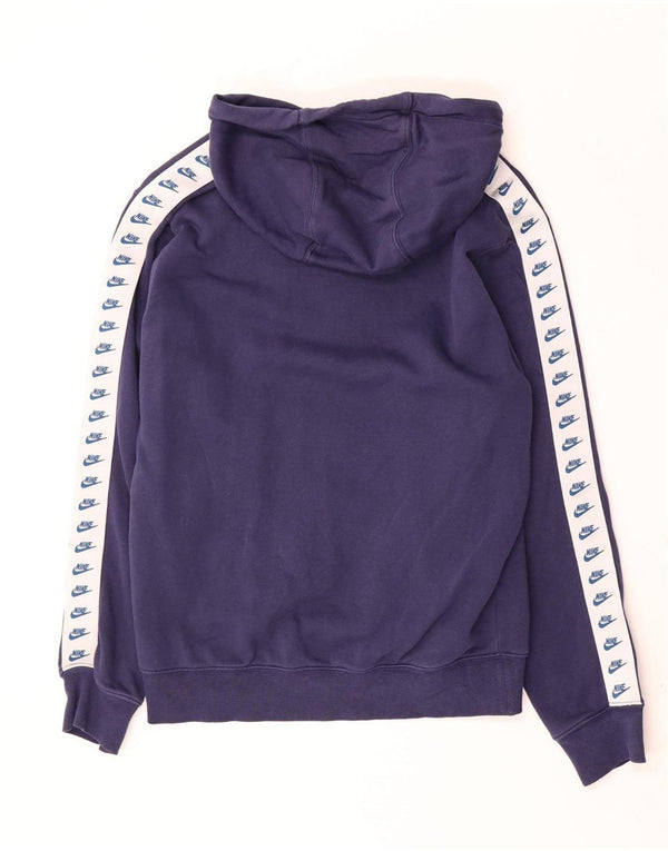 Nike Mens Graphic Hoodie Jumper Small Navy Blue Colourblock Cotton