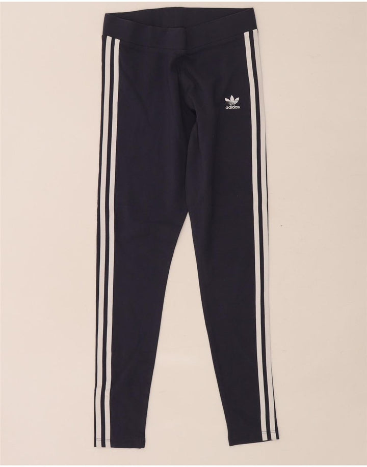Adidas Womens Leggings UK 12 Medium Navy Blue
