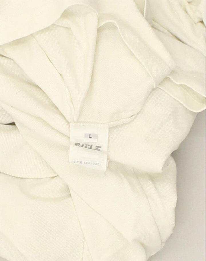 RIFLE Mens Slim Polo Shirt Large White Cotton | Vintage Rifle | Thrift | Second-Hand Rifle | Used Clothing | Messina Hembry 