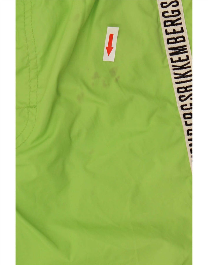 Bikkembergs Mens Graphic Swimming Shorts Medium  Green Striped Polyamide